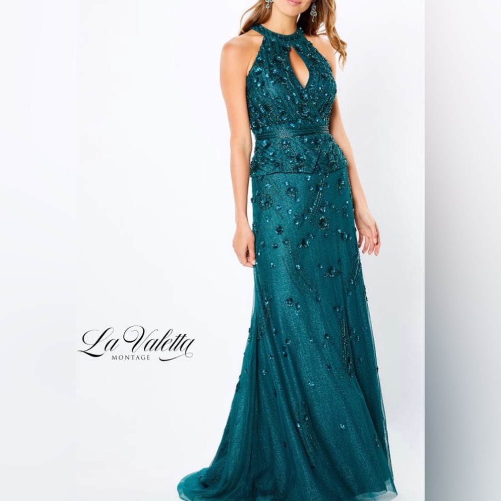 La Valetta Beaded Tulle Sheath Gown